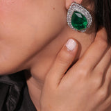 Diamante Emerald Green Drop Earrings