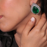 Diamante Emerald Green Drop Earrings