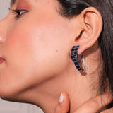 Diamante Sapphire Blue Bedazzled Statement Earrings