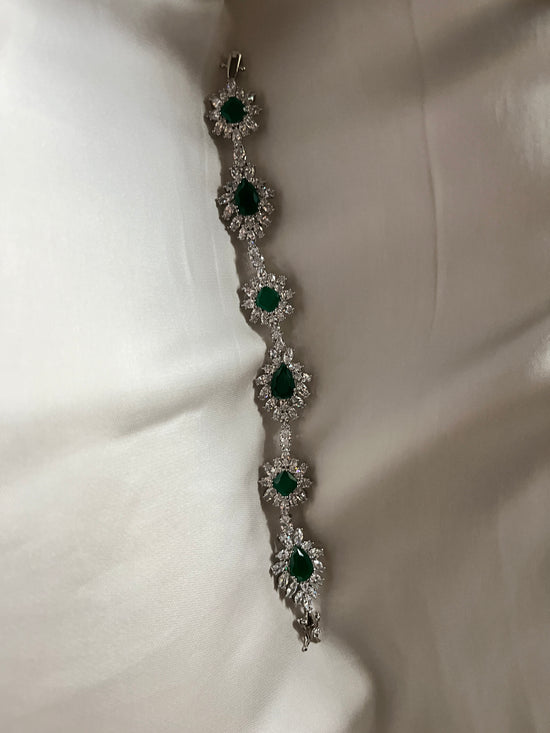 Emerald Green Diamanté Bracelet