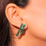Diamante Emerald Green Bedazzled Statement Earrings
