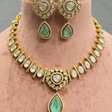 22kt gold plating high quality polki necklace set