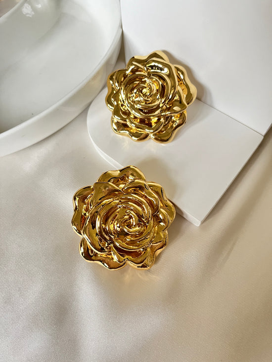 Gold Rose Statement Studs