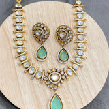 22kt gold plating high quality polki necklace set