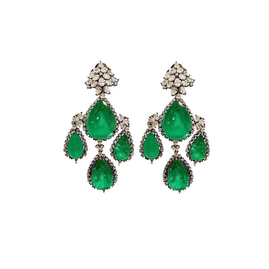 Emerald Drop Statement Earrings