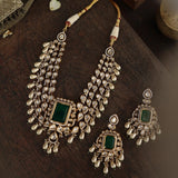 Green Chocker Necklace with Earrings