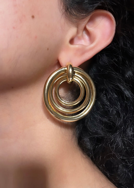 Cheryl Overlapping Circle Layered Gold Hoops