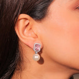 Diamante Amethyst Pearl Baubles Earrings