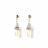 Diamante Long Pearl Drop Earrings