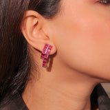 Diamante Sapphire Pink Bedazzled Statement Earrings