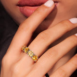 Diamante Yellow Sapphire Round Cut Cocktail Ring