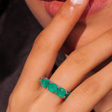 Diamante Emerald Green Round Cut Cocktail Ring