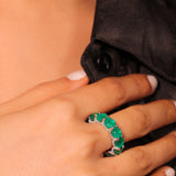 Diamante Emerald Green Round Cut Cocktail Ring