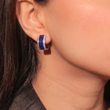 Diamante Sapphire Blue Invisible Setting Ribbed Hoops