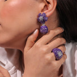 Purple Floral Bauble Earrings