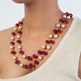 Double Line Carving Red Jade Shell Necklace