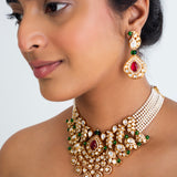 Triveni Ratna Polki Choker Necklace with Earrings