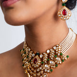 Triveni Ratna Polki Choker Necklace with Earrings