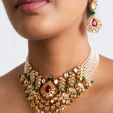 Triveni Ratna Polki Choker Necklace with Earrings