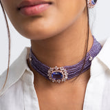 Velvet Sky Polki Choker Necklace with Earrings