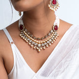 Maharani Ratnamala Polki Choker Necklace with Earrings