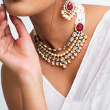 Maharani Ratnamala Polki Choker Necklace with Earrings