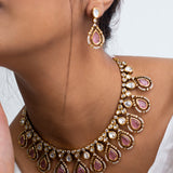 Gulabi-Bansuri Polki Choker Necklace with Earrings