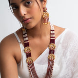 Maya rajwada ruby pearl necklace set