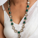 Raya antique emerald polki AD necklace