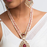 Sindoor Har Polki Long Necklace with Earrings