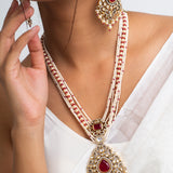 Sindoor Har Polki Long Necklace with Earrings