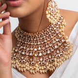 Opulent Meadow Polki Choker Necklace with Maang Tika & Earrings