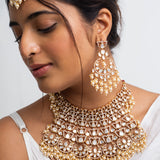 Opulent Meadow Polki Choker Necklace with Maang Tika & Earrings