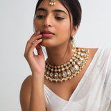 Shubhra Alankara Polki Choker Necklace with Maang Tika & Earrings