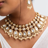 Shubhra Alankara Polki Choker Necklace with Maang Tika & Earrings