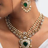 Moti Harit Valli Polke Choker Necklace with Earrings