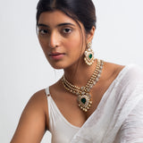 Moti Harit Valli Polke Choker Necklace with Earrings