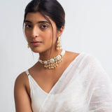 Moti Chandrika Polki Choker Necklace with Earrings