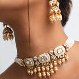 Moti Chandrika Polki Choker Necklace with Earrings