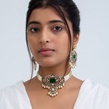 Rajshree Dhara Polki Choker Necklace with Earrings