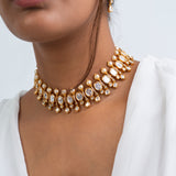 Solitaire Polki Choker Necklace with Earrings