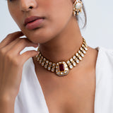 Harmony Polki Choker Necklace with Earrings