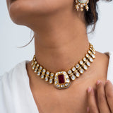 Harmony Polki Choker Necklace with Earrings