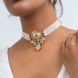 Himalaya Pushpa Polki Choker Necklace with Earrings