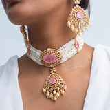 Shubh Gulika Polki Choker Necklace with Earrings