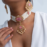 Shubh Gulika Polki Choker Necklace with Earrings