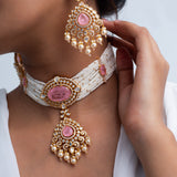 Shubh Gulika Polki Choker Necklace with Earrings