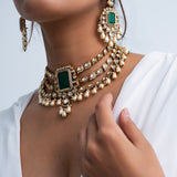 Hara Gagan Polki Choker Necklace with Earrings