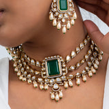 Hara Gagan Polki Choker Necklace with Earrings