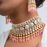 Gulratan Polki Choker Necklace with Earrings